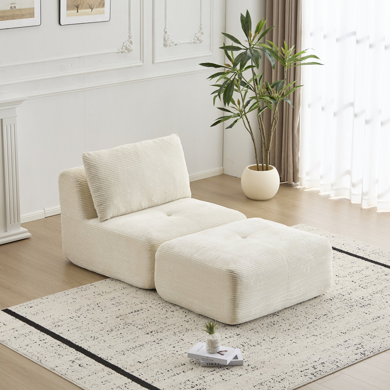 Canapé modulaire en mousse à mémoire de forme moderne modulaire Cloud avec repose-pieds mobile sans assemblage, beige, Beige