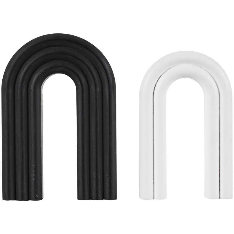 Ellisyn Wooden Layered Arch Geometric Decorative Black Sculpture Set