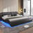 Led Bed Frame With Charging Ports And Headboard Modern Low Profile Platform Bed Frame With Led Lights Wave Like Curve Led Bed Frame,wood Slats Support,easy Assembly,black-561514468