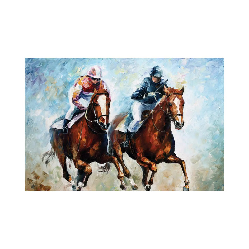 Close Race 1 Piece Painting on Canvas, 30.48 cm H x 45.72 cm W, Wrapped Canvas