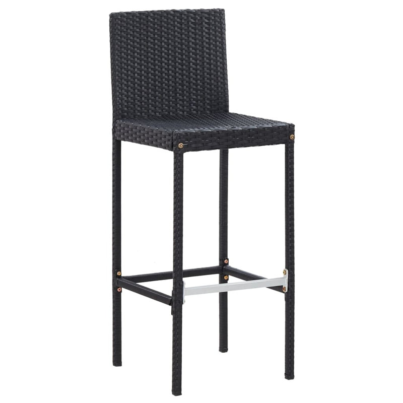 Garden Bar Set Black Rattan Cream Cushions Outdoor Bar Set Stylish Design