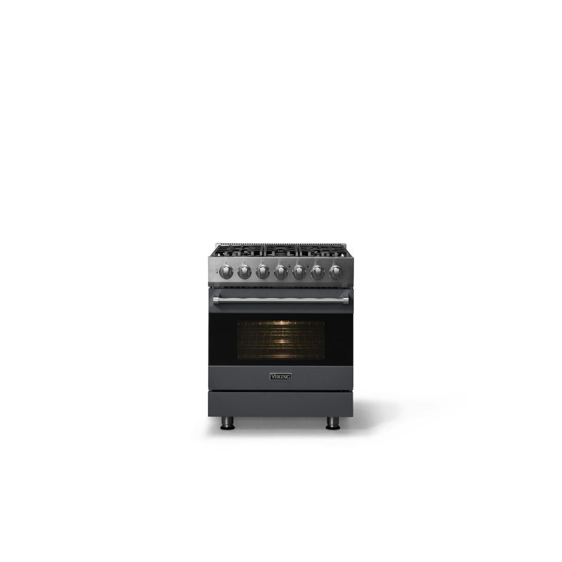 Viking30"W./24"D. Sealed Burner Range-5 Burners, Natural Gas, Cast Black, Dual Fuel