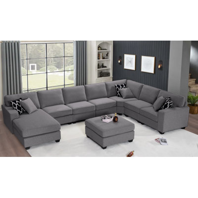 165.7" Wide Reversible Modular Sectional with Ottoman