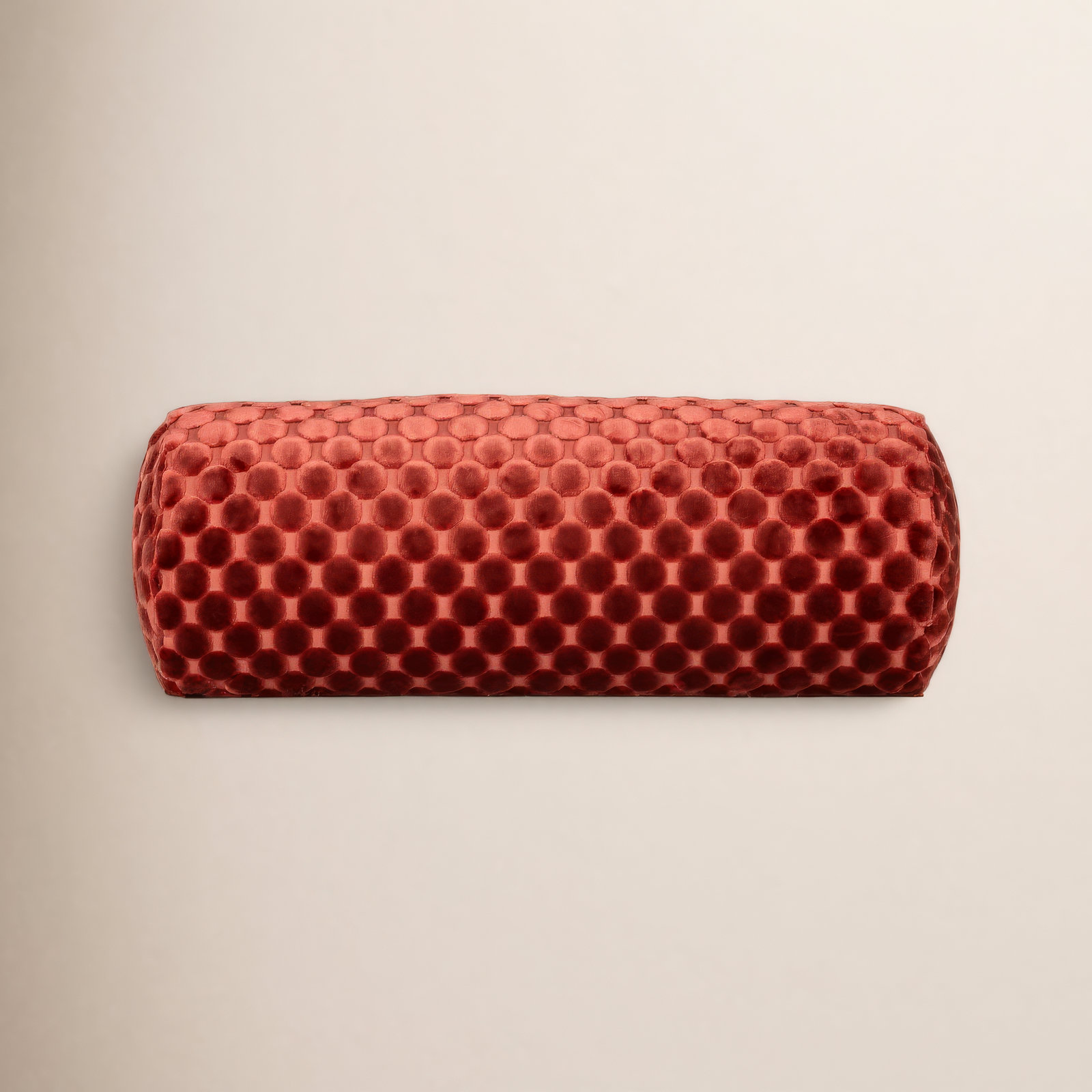Nirvan Velvet Dot Throw Pillow, Garnet, Polyester, Bolster 8"H x 21"W