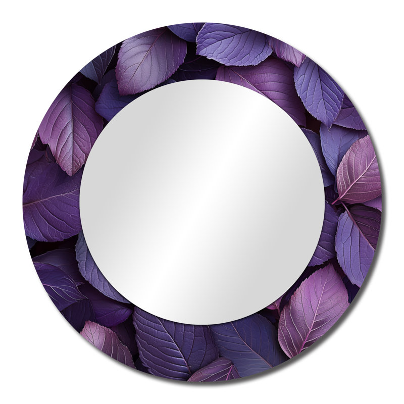 Plum Leaves Evening Collage I - Floral Mirror Wall Decor - Printed On Metal, 23" x 23"