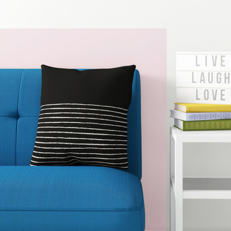 Housse de coussin Adlin, 16 po x 1 po, Noir, Pas de bourre