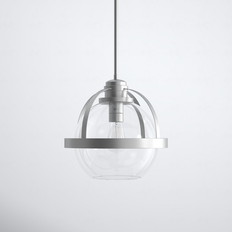 Willem Single Globe Glass Pendant in Satin Nickel, Satin Nickel