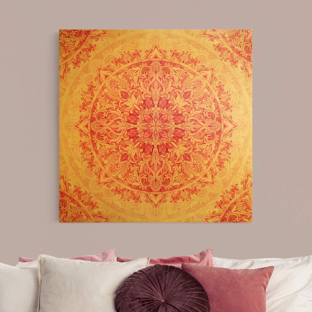 Leinwandbild Mandala Aquarell Ornament Muster Rosa