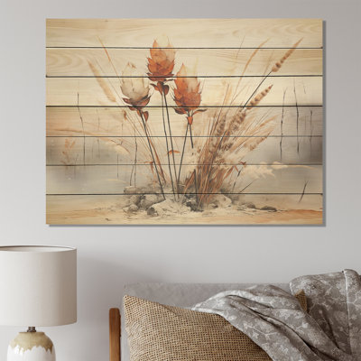 Vintage Botanica Herbs IV - Floral Herbs On Wood Print