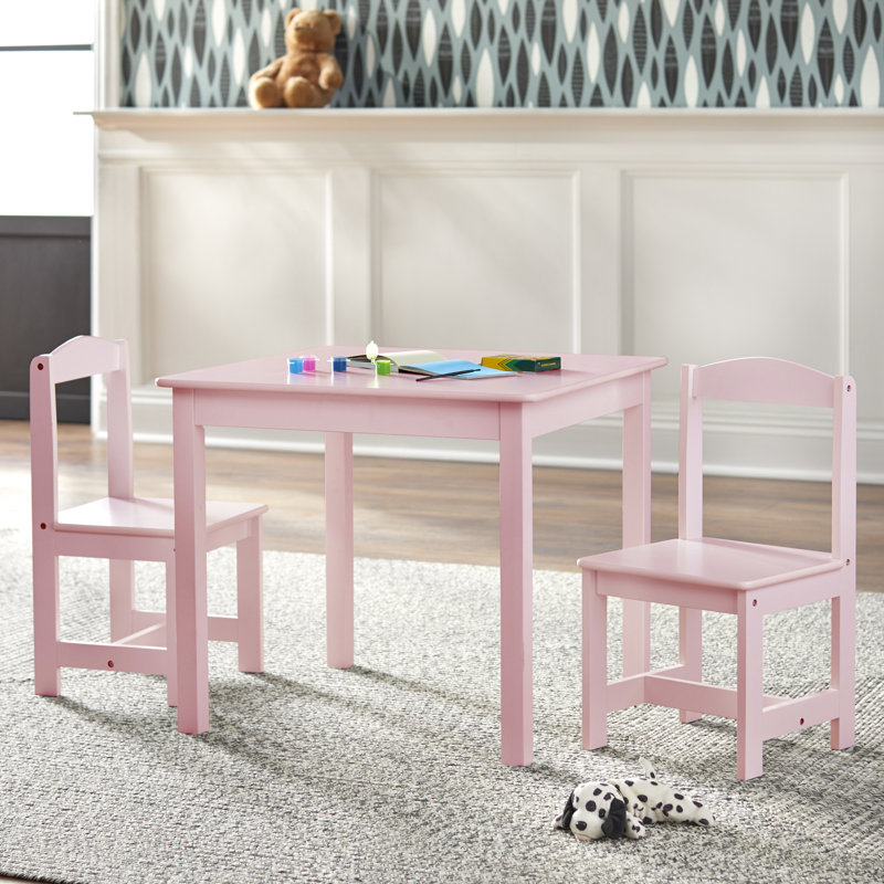 Ensemble de table carrée et de chaises pour enfants 3 pièces Starki, Rose