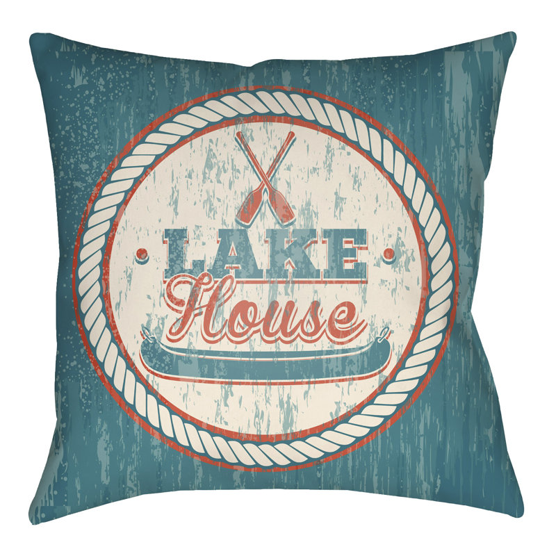 Litchfield Lake Reversible Throw Pillow, 22" H x 22" W, Teal/Poppy Red