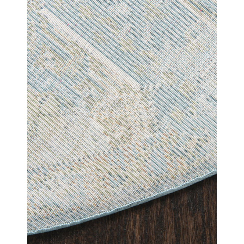 Tapis rose Folmar, Green/Light Blue, Rond 5 pi 5 po