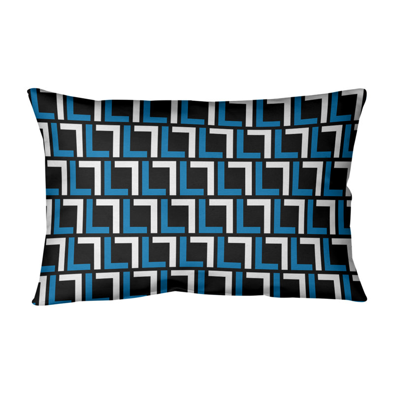 Housse de coussin rectangulaire et insert Detroit Football Luxury, Polyester sergé, Argent / bleu Honolulu / noir