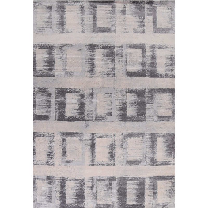 Tapis turc oriental à motif géométrique gris 2X3, Rectangle 9 pi 2 po x 12 pi 6 po