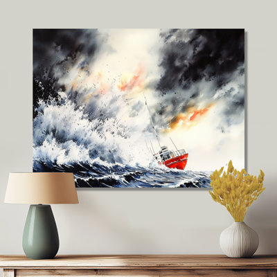 Bateau de pêche, tempête II - transport, art mural en métal, bateau de pêche