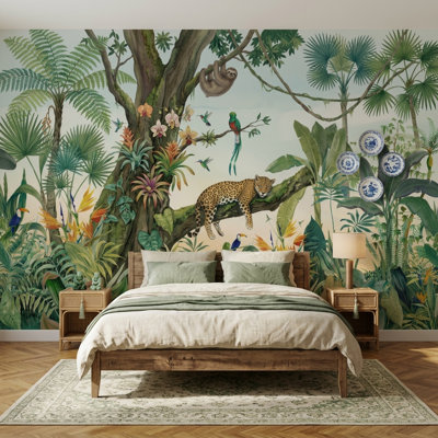Papier peint léopard forêt tropicale