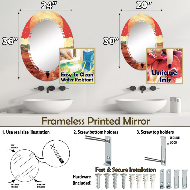 Miroir mural Huitt, 30 po x 20 po