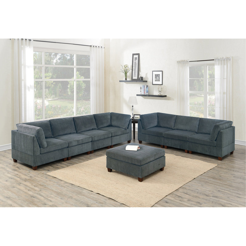 Ensemble de canapé modulaire en chenille gris de 8 pièces pour salon