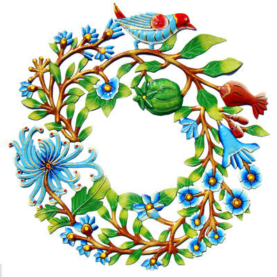 Art mural couronne peinte avec oiseau