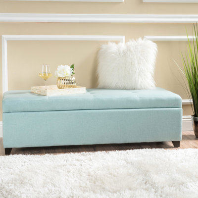 Banc en tissu bleu avec options de rangement utiles - Convient au salon, au bureau et à la chambre à coucher