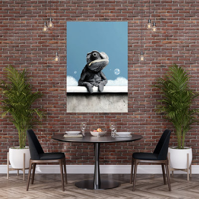 «Chameleon Bubble Bath», art mural lézard contemporain