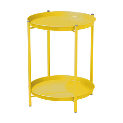 Outdoor Side Table, 2-Tier End Table Round Accent Table by Upland