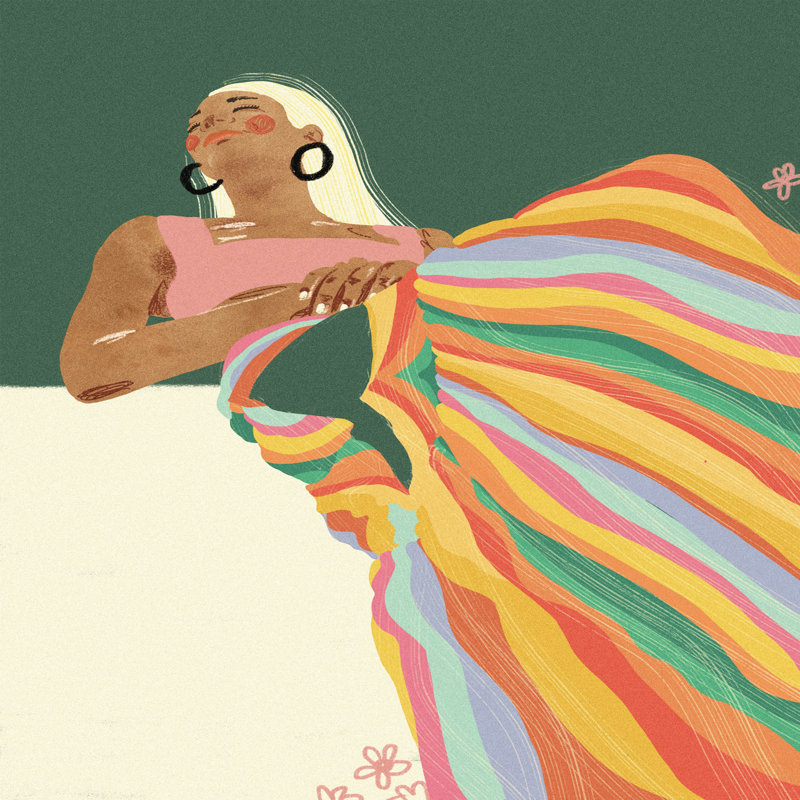 «Rainbow Lady» encadrée par Gigi Rosado, Oui, Papier encadré naturel, H 20 po x l 20 po x P 0,75 po