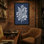 Plantes et fleurs, feuilles d'argent sur fond bleu marine