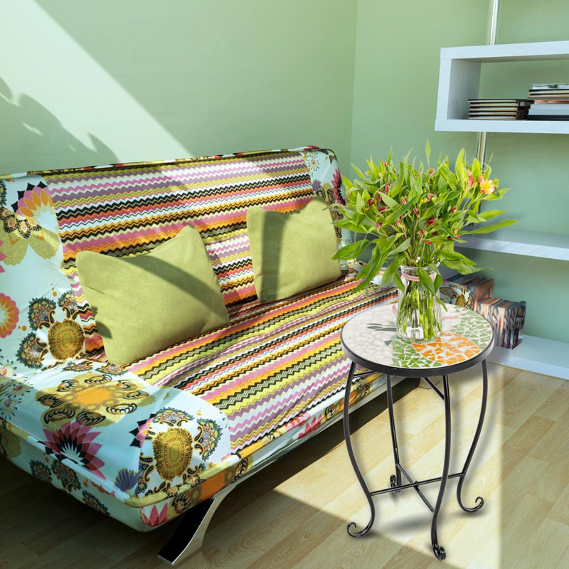 Round Metal Outdoor Side Table , 35cm cm W 35cm cm D