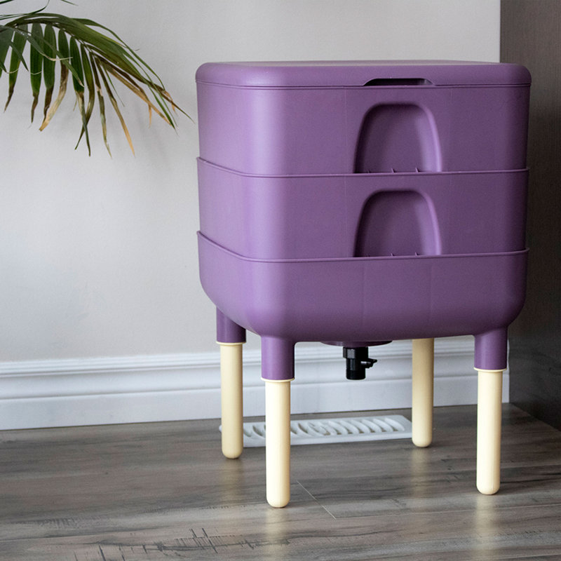 FCMP Outdoor Essential Living  Worm Composter Bin W/ Garden Trays, Plum