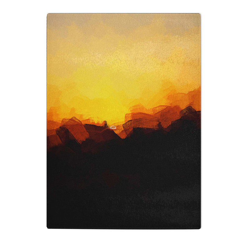 Glass indian Sunrise in Abstract Chopping Board, 39 cm W x 28.5 cm L