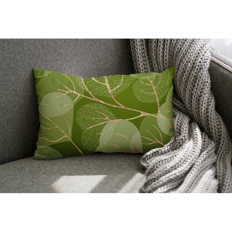 Coussin lombaire intérieur / extérieur Baka Leafs, Chertreuse / or