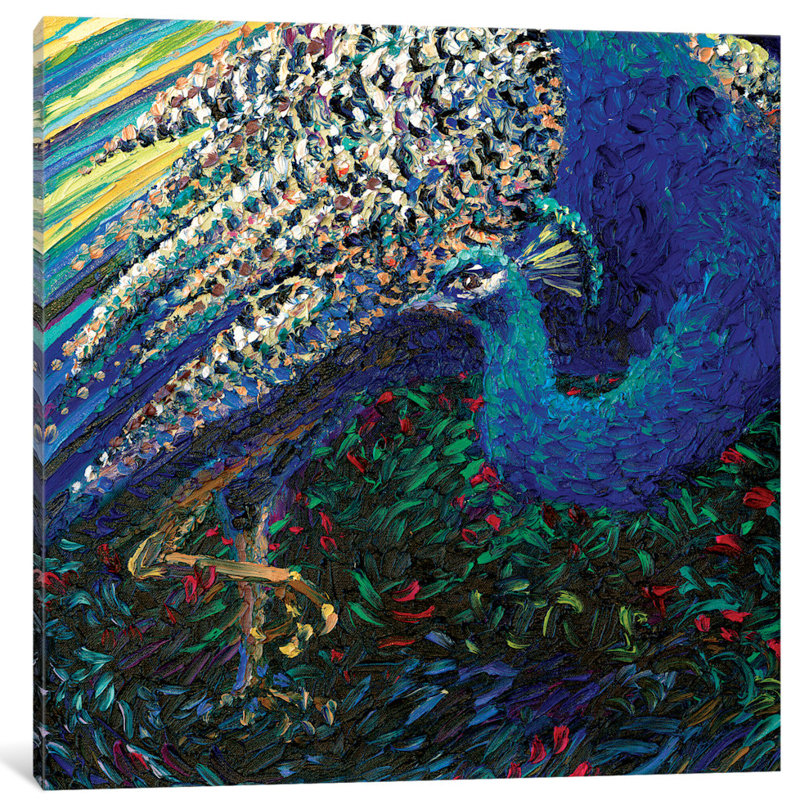«Iris Scott - Black Peacock Diptych Panel II» par Iris Scott, reproduction d'art sur toile tendue, Toile avec cadre noir