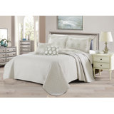 5 Piece Bloom Medallion Printed Microfiber Quilts Set
