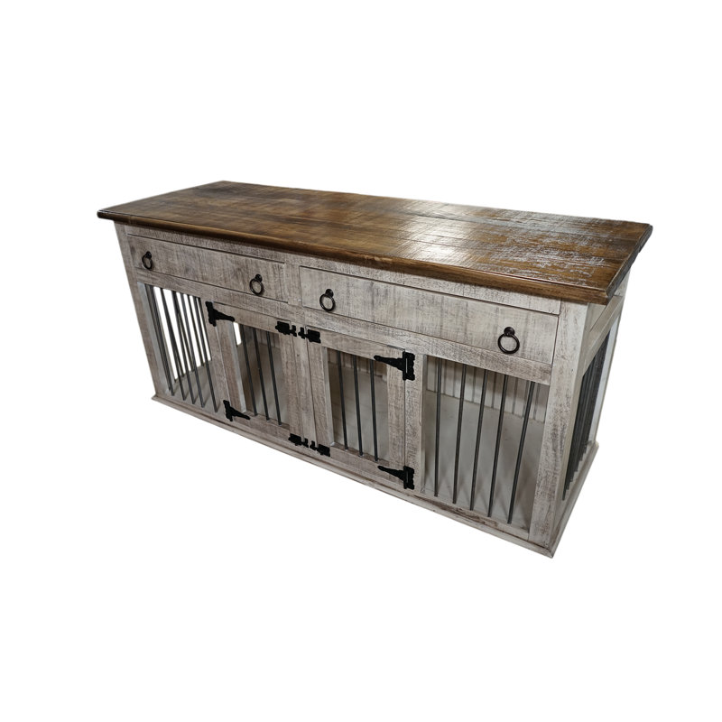 Caisse pour animaux Farmhouse, Moyen (H 35 po x l 76 po x P 25 po), Ivoire européen / brun