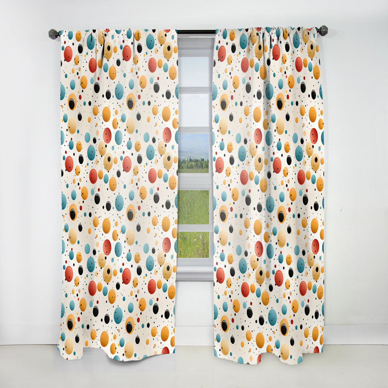 Motif à pois rétro I Revival - rideau abstrait - rideau abstrait obscurcissant - 1 panneaux, L 52 po x L 84 po