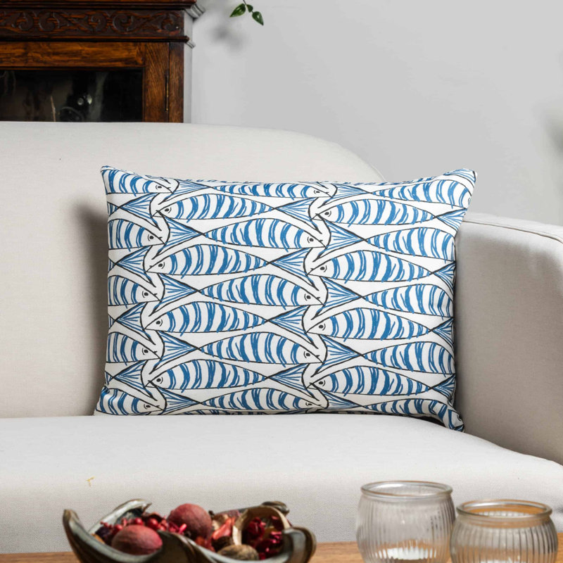Blue Rectangle Cushion, 43x30cm, Synthetic filled