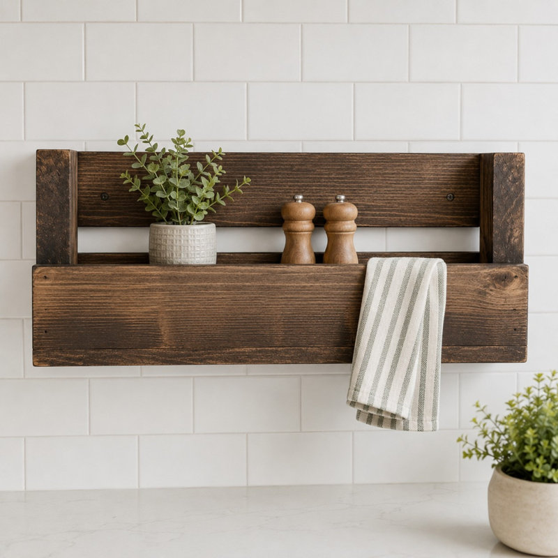 Vista Rustic Wall Organizer Shelf | Solid Wood Mail, Recipe & Magazine Holder, Set of 3