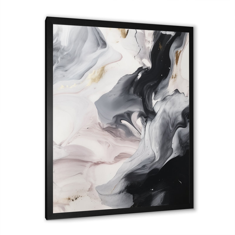 «White and Grey Ripples Of Stone III», reproduction d'art sur toile abstraite en marbre, H 40 po x l 30 po x P 1,5 po