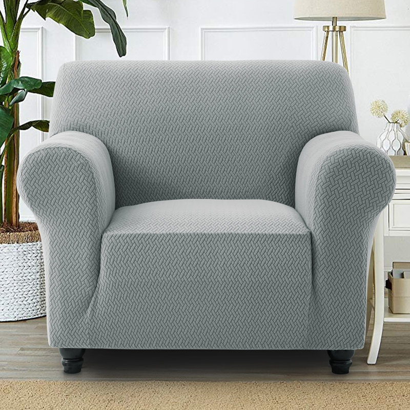 Premium Quality Stretchable Spandex Sofa Cover, 179cm H x 165cm W x 7cm D, Grey