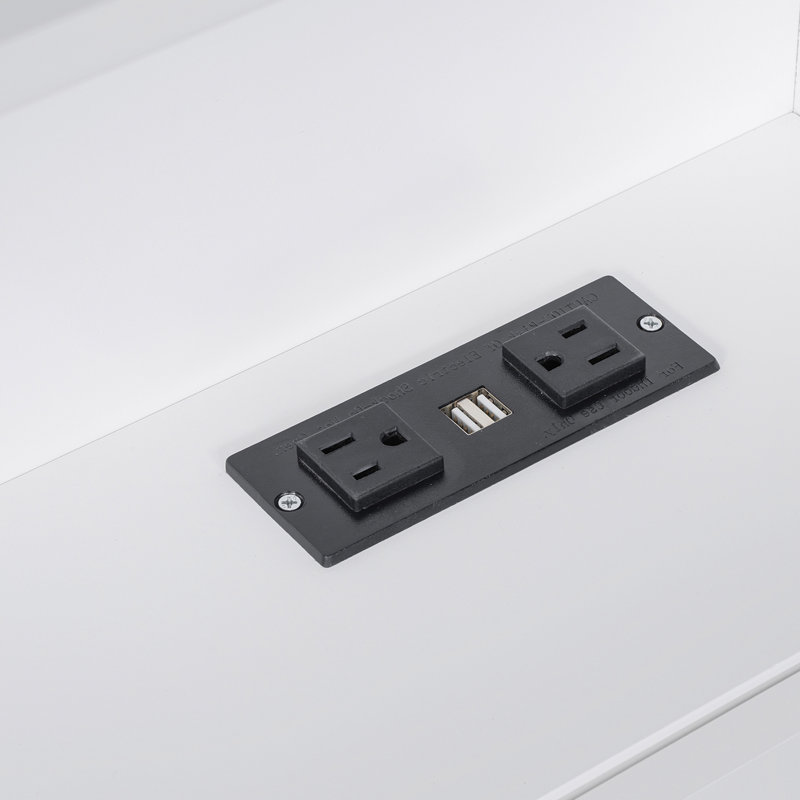 Lit plateforme double en bois avec lit gigogne, tête de lit et tiroirs, Blanc
