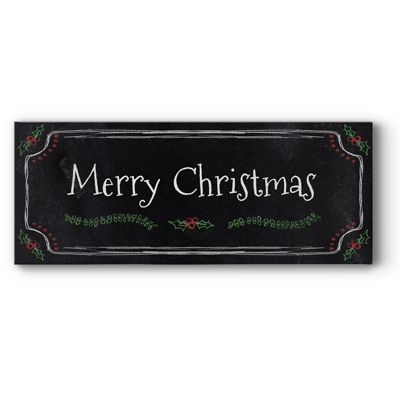 "Merry Christmas" sur toile, art textuel, H 24 po x l 60 po x P 1,5 po