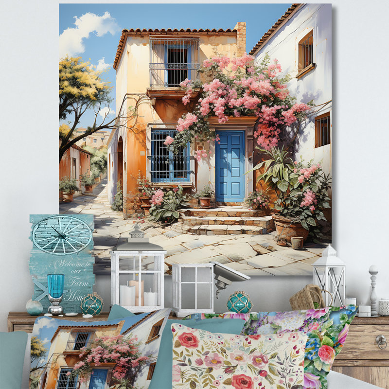 «Mexico Colonial Charm» - art mural mexicain, H 30 po x l 30 po x P 1,5 po, Toile tendue