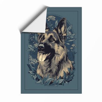 German Shepherd Study Japandi - Framed Print