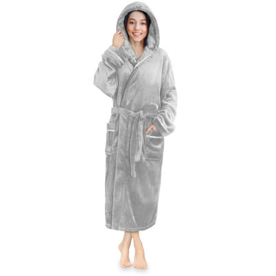 Lancaer Fleece Girl / Woman+ Mid-Calf Bathrobe with Pockets and Hood