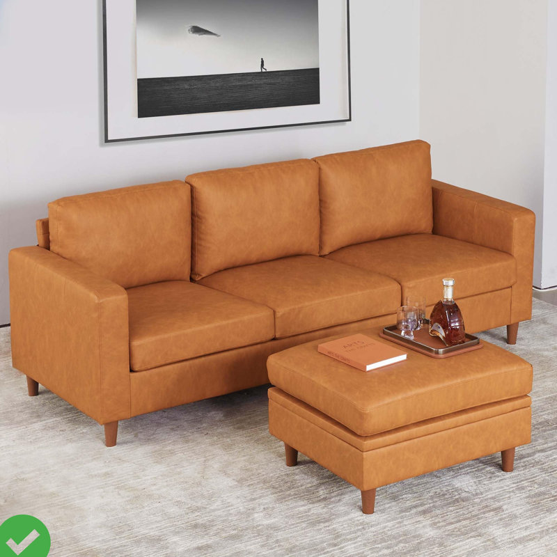 Module de repose-pieds carré brun avec rangement pour canapé-lit modulaire