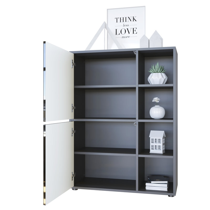 Mccafferty 79cm Sideboard, Black Matt/Blackberry High Gloss