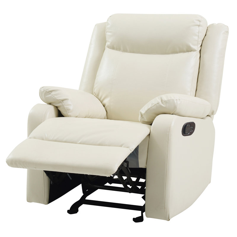 Fauteuil inclinable et berçant Glory Furniture, PEARL, Blanc cassé, Manuel - levier / poignée