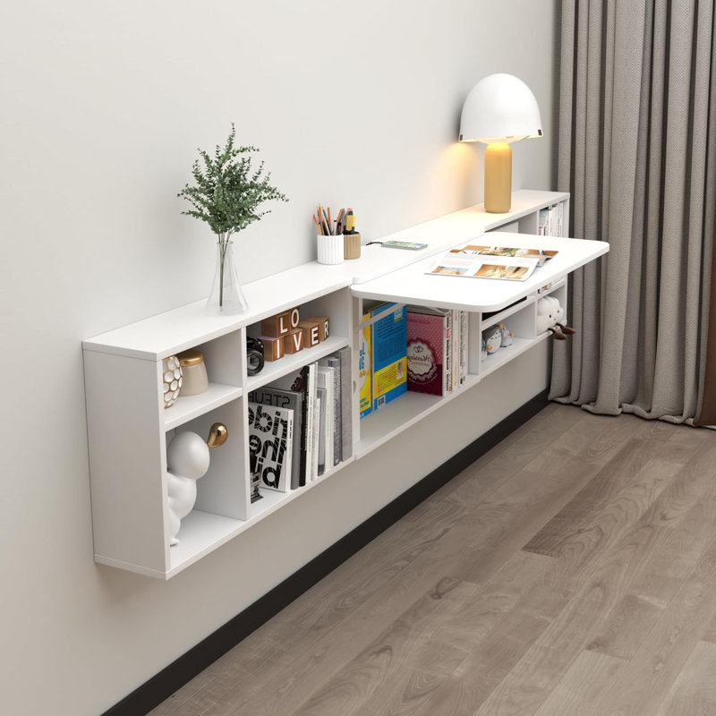 Floating Desk,wall Mounted Table, White