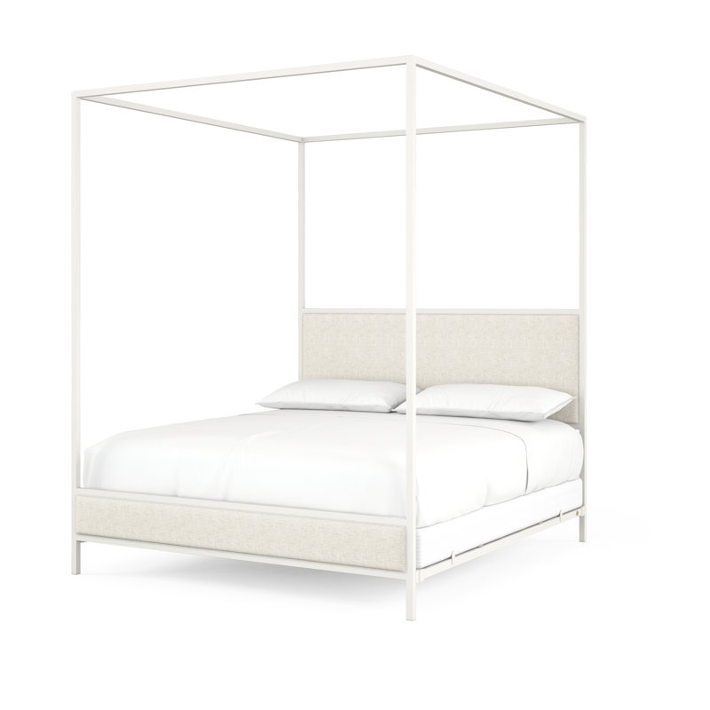 Lit à baldaquin classique moderne 340 | Auvent complet, Blanc mat, Très grand lit